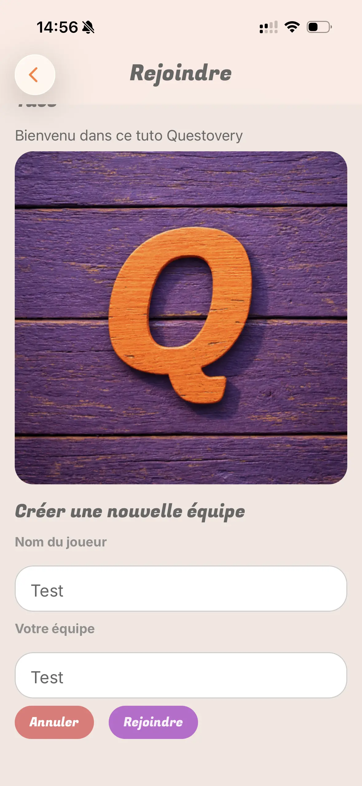 Einladung zu einer Quest in der mobilen App